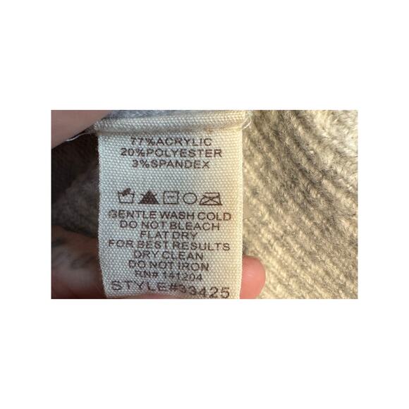 Hem & Thread Star Sleeve Cardigan Sweater Tan Gray Medium Cozy Knit - Picture 6 of 6